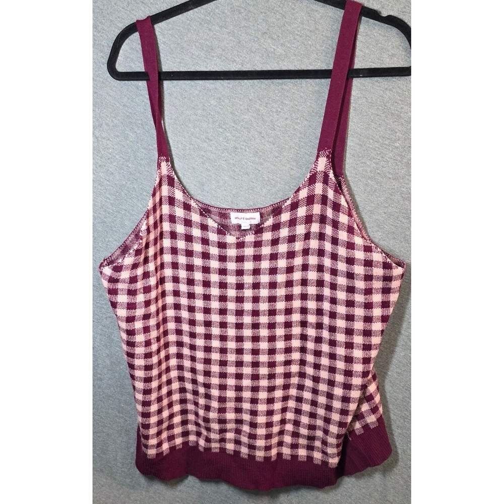 Molly & Isadora Knit Camisole Sweater Plus Size 3X XXX Gingham Plaid Tank Top
